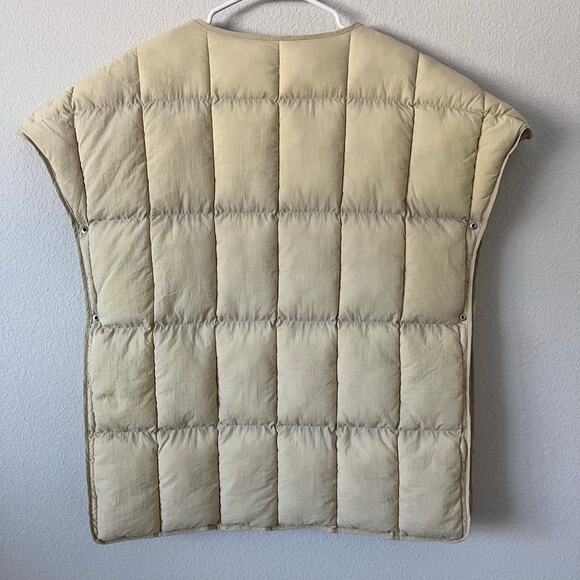Pilcro Anthropologie Womens O/S Quilted Adjustable Snap Puffer Vest in Cream - Picture 7 of 9